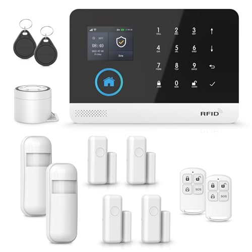 Security Systems for House 12Pcs WiFi+GSM/4G DIY Kit,Door/Window Home Alarm System Tuya APP Real-Time Alert,Remote ControlMotion Detectors for Home,Apartment,Kids Safety NO Monthly Fees