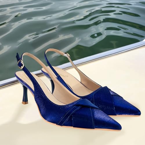 High Heels Shoes Women’s Professional Slingback Pumps – Pointed Toe, Block Heel Dress Shoes with Adjustable Strap – Elegant Office & Evening Look3