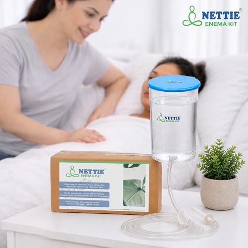 Image of NETTIE Premium Enema Kit 1500ml | Extra-Long 1.5m PVC Tube, Smooth Nozzle & Flow-Lock Clamp | Reusable & Washable Enema Can for Home Use | For Colon Cleanse, Detox & Constipation Relief | Men & Women