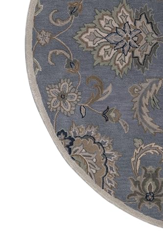 Image of Jaipur Rugs Soft Hand Tufted Oriental 6 x 6 Feet Rug| Blue Handmade Wool Carpet for Living Room, Bedroom & Home