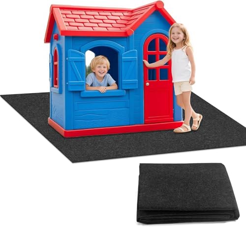 71 Inches x 55 Inches Large Outdoor Playhouse Mat Waterproof Play Mat with Non Slip Bottom and Soft Felt Top Foldable for Indoor Outdoor Use Picnics Exercise and Playtime