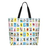 Novelty Mexican Cards Large Tote Bag Simple Casual Portable Shoulder Bags Reusable Grocery Handbag For Women...