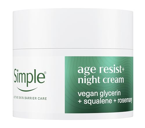 Simple Age Resist+ Night Facial Moisturiser Cream with Squalane + Rosemary to Help Fight Premature Ageing 50 ml