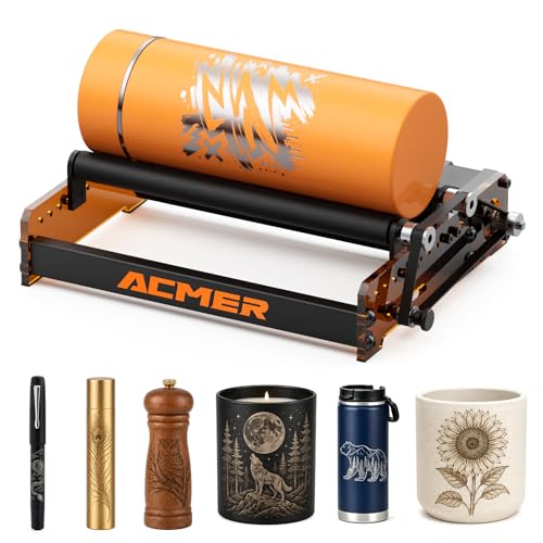 ACMER M3 Laser Rotary Roller 360 Y-Axis Rotary Module for Cylindrical Engraving Adjustable 6164mm Diameter Compatible with ACMER S1/S2/P1/P3/P2/P1 S Pro
