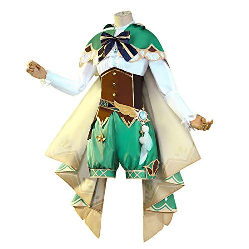 OVERWELL Venti Genshin - Disfraz de cosplay de impacto, juego de disfraz con pelucas para Halloween, fiesta temática de Halloween Cover