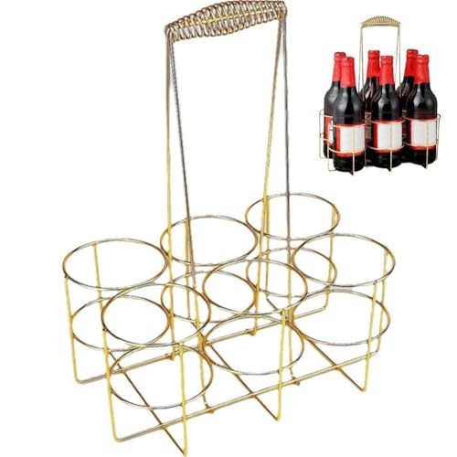 Stakee Botellero De Metal para Botellas De Vino, Cesta para hasta 6 Botellas De Vino, Ideal para Fiestas Y Bares.