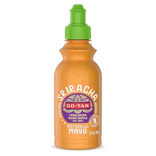Go-Tan Salsa Sriracha Mayo, Condimento con toque Picante, Mezcla Sriracha y Mayonesa - Sriracha Mayo, 215 ml (Paquete de 1)