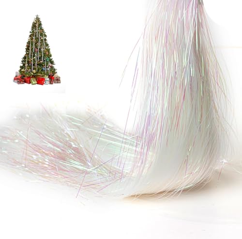 Weidllys 10000 Strands Christmas Tree Tinsel Decoration, Metallic Tinsel Foil Fringe Icicles for Christmas Birthday Wedding Party Hanging (Iridescent)