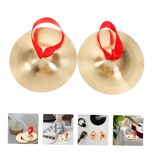 Toyvian 1 Pair Copper Cymbal Tibetan Tingsha Cymbal Bells 6 Inch Brass Hand s Finger Accessories Miss Electronic Cloth Chimes