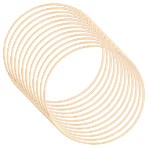 WOPPLXY 12 St&uuml;ck Holzringe zum Basteln, 20cm Holzringe Makramee, Traumf&auml;nger Ringe aus Bambus f&uuml;r Traumf&auml;nger Basteln, Hochzeitskranz, Wandbehang, DIY Handwerk