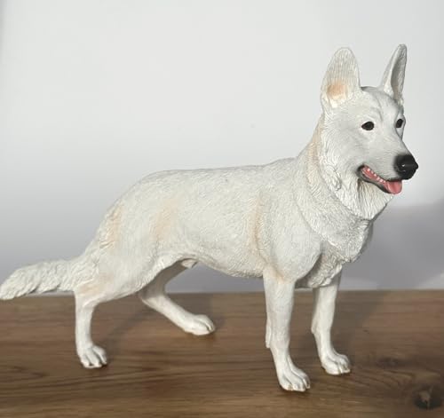 Animal Crackers leonardo Collection White Alsatian German Shepherd Dog ornament, quality lifelike figurine, gift boxed