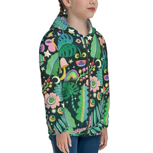 Abstract Floral Kid Hoodies Boys Zip Up Sweatshirts Girls Pullover with Pocket4