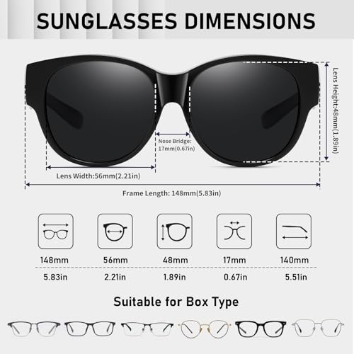 Image of HAOLOTA Fit Over Glasses Sunglasses for Women Polarized | Over Glasses Sun Glasses, UV400 Polarized Lens, Trendy Cat Eye Sunglasses, Lightweight and Flexible, Driving, Daily Use