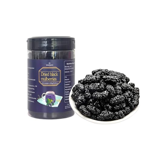 WEIJUEJIYI Premium Dried Black Mulberries - Natural, Unsulfured,Vegan ,Great for Snacking, Baking and Brewing