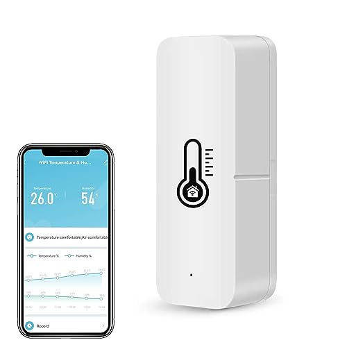 WiFi Termómetro Higrómetro interiores, Medidor Inteligente Temperatura y humedad para Invernaderos,bodegas de vino,sótanos,monitor remoto,alerta notificación,almacenamiento y exportación de datos.1PCS