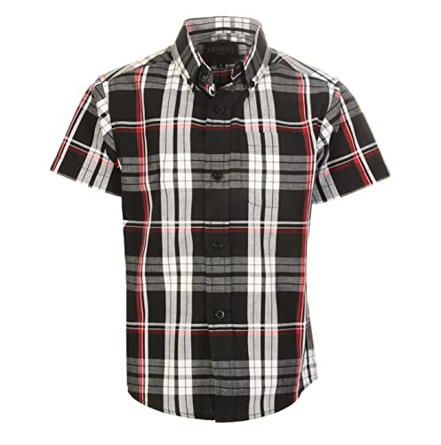 Image of Gioberti Boys Casual Plaid Checked Short Sleeve Button Down Shirt