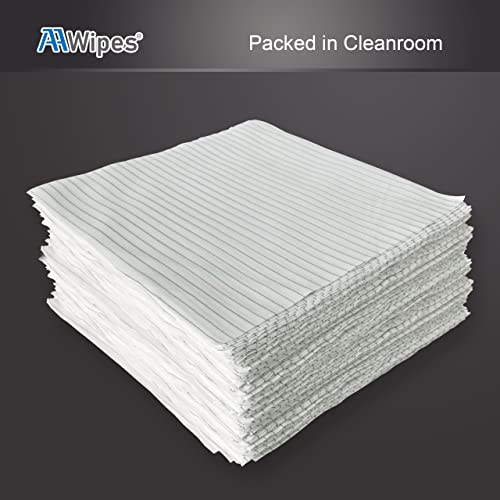 Image of AAWipes ESD-Safe Wipes (9 inchx9 inch, 100 pcs) - Lint-Free Cleanroom Cloth Wipers, Polyester-Carbon Blend (CE16009) (Pack of 2)