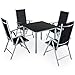Produktbild Casaria Sitzgruppe Bern 4+1 Aluminium 7- Fach Verstellbar Hochlehner Stühle Klappbar 5 mm Sicherheitsglas Wetterfest Garten Terrasse Balkon Set Silber