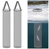 Vincreem 2 Pcs 35.4'' Ice Fishing Well Portable Ice Fish Catching Basket for Lightweight Fish Storage Net Bag Kayak Fishing Accessories Bucket Storage Cage (Gray)