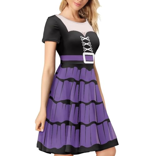 Image of POLERO Sunflower Dress for Women Floral Summer Dresses Short Sleeve Casual Sundresses Midi Dresses