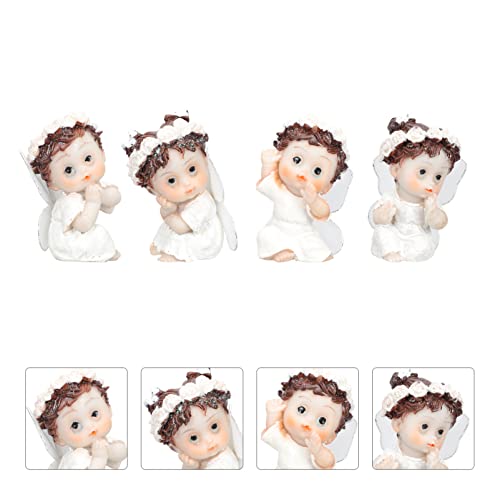 ABOOFAN 4 Peças Mini Estátuas de Anjo Resina Estatuetas de Anjo Anjo da Guarda Escultura de Anjos de