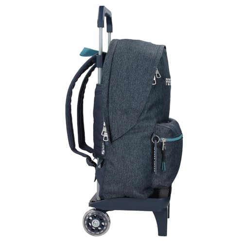 Pepe Jeans Edmon Zaino Scuola Con Carrello Blu 31 X 44 X 17,5 Cm Poliestere 23,87L By Joumma Bags, Blu, Zaino Scuola Con Carrello - 2