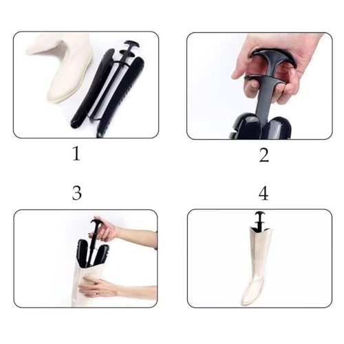 Hungpure Stiefelbaum, automatische lange Stiefelhalter, kniehohe Stiefel, Shaper, schwarz, Stiefelspanner für Damen und Herren, Schwarz , 12.6 in