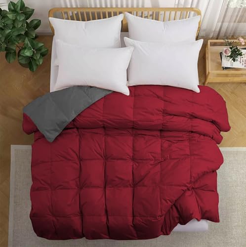 Image of Fluffy 600 GSM Winter Comforter Double Bed Size 90 inchX100 inch - 600 GSM Heavy Winter Quilt Microfiber Rajai /Duvet /Blanket Super Soft Double Bed - Burgundy /Dark Gray Color