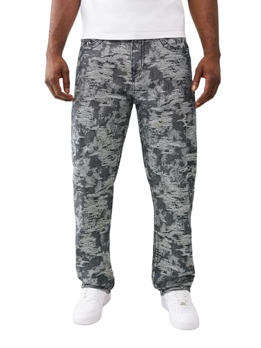 True Religion Men's Jacquard Bobby Super T Flap Jeans 32" Inseam – Relaxed Bootcut Denim with Patterned Finish2