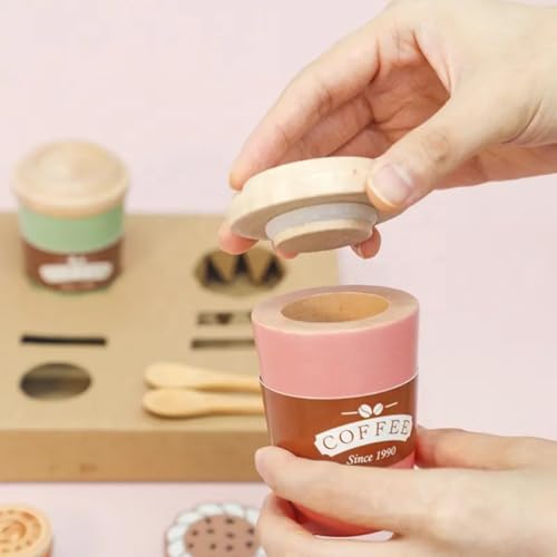 Image of Wooden Coffee Maker Kitchen Toy Playset | Interactive Espresso Machine for Kids | Pretend Play Barista Role-Playing Toy | Fun & Educational Kitchen Playset for Toddlers & Children