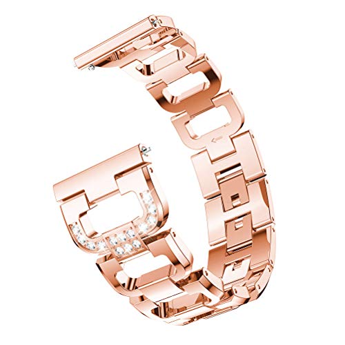 YOFUNTLE Compatible for Samsung Galaxy Watch Active 2/Galaxy Watch 3 41mm Bands Women,20mm Bling Metal Jewelry Bracelet Strap Replacement for Galaxy Watch Active/Galaxy Watch 42mm (Dark Rose Gold)