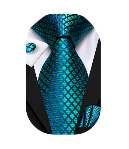 Image of Dubulle Mens Paisley Floral Silk Tie for Men Striped Necktie and Pocket Square Cufflinks Set Wedding Business