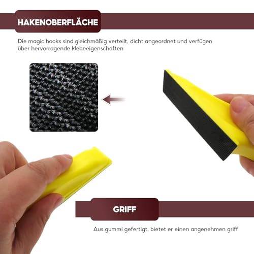 Schleifpapier Set, 51-Teiliges Mikro-Schleifwerkzeuge, Schleifpapier für Holz, Detailgriff-Schleifwerkzeugemit Körnung 80/120/180/240/400 für Heimwerker, Enge Räume, Polieren (Rot)