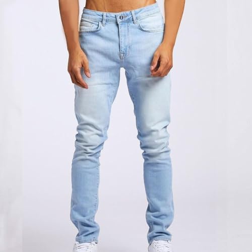 Generisch Outdoorhose Herren, Jeans Stretch Slim Fit Herren Jeanshose Business Freizeit Denim Skinny Jeans Regular Fit Männer Motorradhose Mit Protektoren Stretch Jeans Stretch Jeans (L, Hellblau)