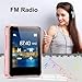 MP3 Player with Bluetooth, 1.8 inch Screen Portable Music Player with Speaker, FM Radio, Recorder, Expansion to 512GB, Pink with 32GB Micro SD Card