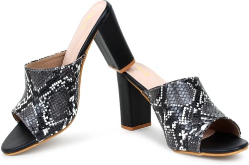 Image of Action Patent Leather Sandals| Pattern| Transparent Block Heel| Ankle Strap Black