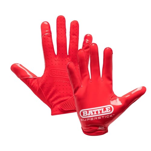 Battle Sports Doom Speed Receiver Gloves, Red, Youth Large