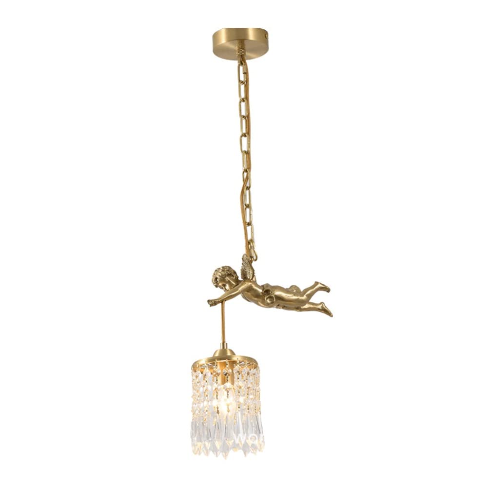 Lustre moderne ange français suspendu en cuivre cristal pour salon