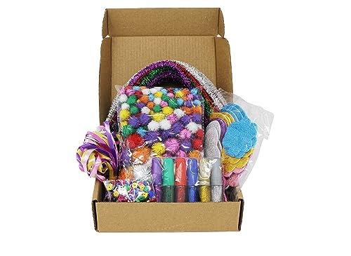 Bright Ideas Art and Craft Glittery Kit with Pom Poms, Glitter Powder, Ribbons and Sequins