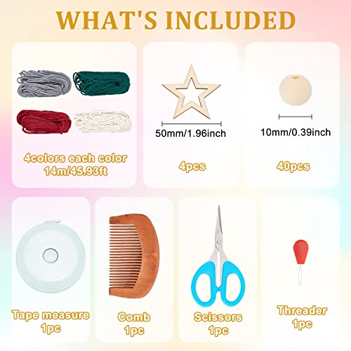 Freebloss 4 Set Christmas Tree Macrame Diy Kit For Beginners Christmas Tree Hanging Ornaments For Holiday Wall Hanging, Come With Step By Step Tutorial #TOP1