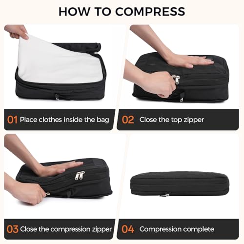 Image of BAGAIL Compression Packing Cubes for Travel Essentials, 8 Set-Black