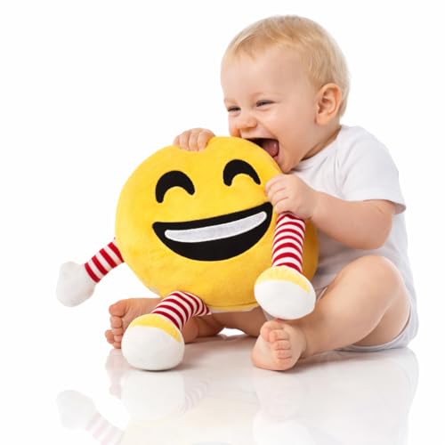 Image of Fun4you - Smiley Soft Toy with Legs - Cute Plush Pillow for Kids, Soft Stuffed Cushion, Hugable Smile Toy for Bedroom Decor & Gift (Yellow, 35 cm)