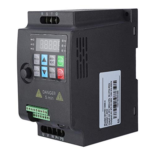 Variador de Frecuencia, VFD 220V/380V 0.75/1.5/2.2KW, Convertidor de Frecuencia Monofásico/Trifasico, Control V/F y Vectorial, para Equipos Textiles(380V1.5kw)