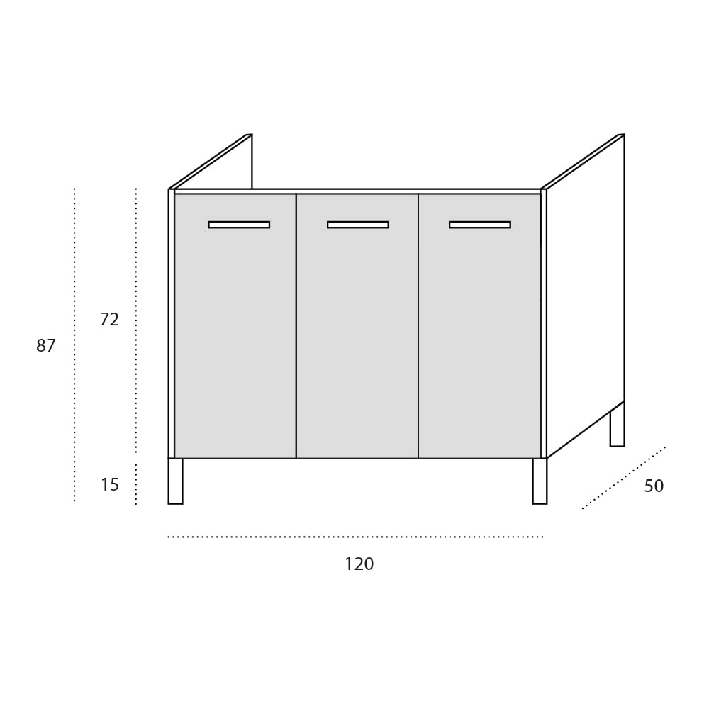 REDÒKASA Sotto lavello per cucina componibile da 120 cm con 3 ante linea MAKA, realizzata in legno 100% MADE IN ITALY (Con lavello vasche a Destra, Noce)