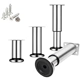 toothank Höhenverstellbare Möbelfüße aus Edelstahl 8-12cm (4er Set) – Verstellbare Schrankfüße bis 300kg Belastung, rutschfeste PP-Gleiter für Boden Schutz, ideal für Küche, Bad, TV-Schrank, Sofa