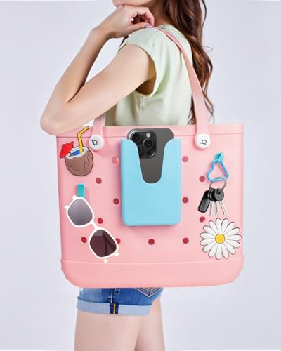 Image of Silicone Phone Holder for Bogg Bag, Phone Case Holder Charms Compatible with Bogg Bags,Cell Phones Holder for Bogg Bag,Charms Key Holder Insert Carabiner Keychain for Bogg Bags Accessories(Blue)