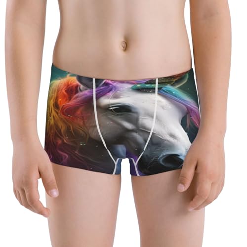 Boys' Cotton Boxer Brief Soft Underwear-Colorful Haired White Horse
