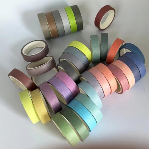 Haxibla Conjunto de 36 Rolos de Fita Washi, Fita Adesiva Colorida Washi Tape de 4 Metros de Comprime