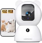 2.5K Pet Camera, Indoor Security Cam, Free AI Pet/Person/Cry Detection, Dog/Cat/Baby Monitor Pan Tilt 2.4GHz WiFi, Night Vision, Full Duplex Audio Caméra Surveillance Intérieur