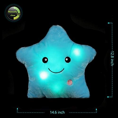sofipal LED Twinkle Star Shaped Plush Pillow, Creative Night Light Glowing Cushions Plush Stuffed Toys Gifts for Kids, Decoration (Blue) 4 41RvA2V lmL. AC